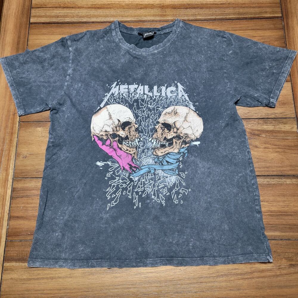 Stradivarius Black Metallica "Sad But True" Unisex Tee - Size Medium
